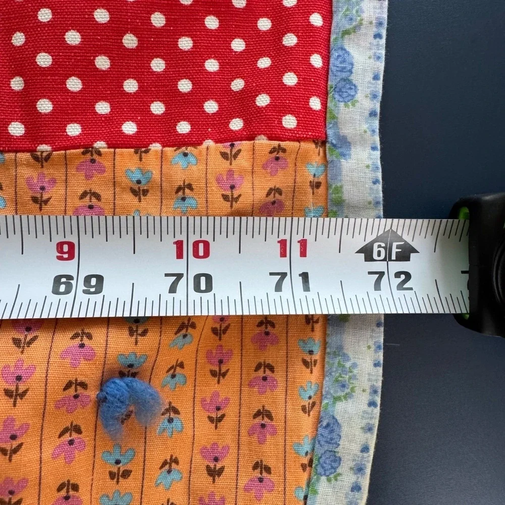 Handmade Vintage tied one-patch Quilt Throw Multicolor Blanket 83x72